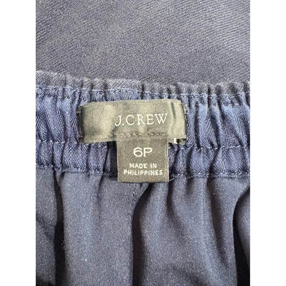 J.Crew Navy Blue Wool Blend Pull On Wide Leg Pants 6P‎ BA247 Drawstring Trousers